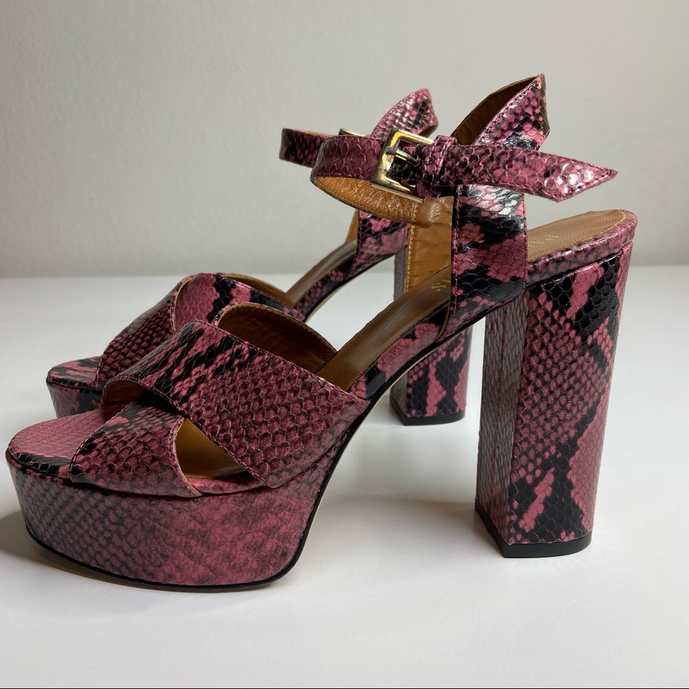 Paris Texas Pink Python Embossed Platform Sandals - image 3